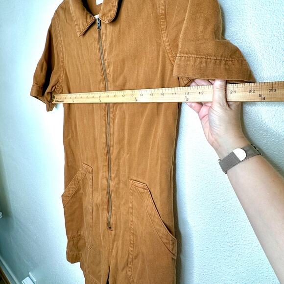 Everlane The Denim Short Coverall Organic Cotton Brown Rust Romper 6 - Picture 14 of 14